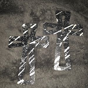 Large grey cross earrings